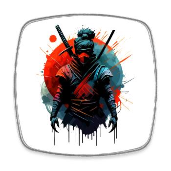 Japanese Samurai Ninja - Square fridge magnet - white - Front