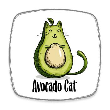Avocat chat chats cadeau végétarien - Magnet carré - blanc - Devant