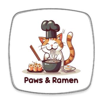 Pattes et Ramen Chats Drôles Dictons D’animaux - Magnet carré - blanc - Devant