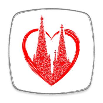 Kölner Dom Herzen Kölle Liebe Herz Karneval Köln - Viereckiger Kühlschrankmagnet - Weiß - Vorne