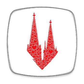 Kölner Dom Herzen Kölle Liebe Herz Karneval Köln - Viereckiger Kühlschrankmagnet - Weiß - Vorne