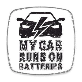 My Car Runs On Batteries eCar Electric Car - Square fridge magnet - white - Front