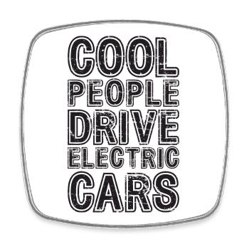Cool People Drive Electric Cars Electric Car - Square fridge magnet - white - Front