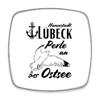 Lübeck Hansestadt Perle an der Ostsee - Viereckiger Kühlschrankmagnet - Weiß - Vorne