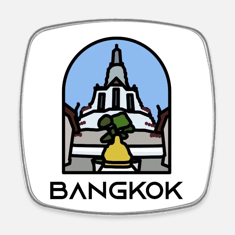 Bangkok - Wat Arun - Viereckiger Kühlschrankmagnet - Weiß