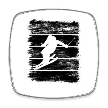 Skier Sketch - Square fridge magnet - white - Front