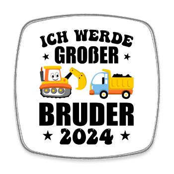 Ich Werde Großer Bruder 2024 - Viereckiger Kühlschrankmagnet - Weiß - Vorne