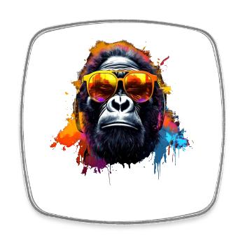 DJ Affe Kopfhörer Sonnenbrille Musik Party Affen - Viereckiger Kühlschrankmagnet - Weiß - Vorne