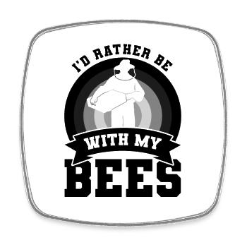 Je préfère être avec mes abeilles - Magnet carré - blanc - Devant