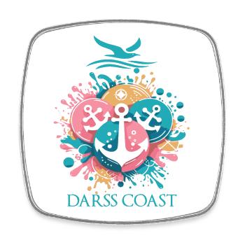 DarssCoast - Wellen Möwe Anker Grafik - Viereckiger Kühlschrankmagnet - Weiß - Vorne