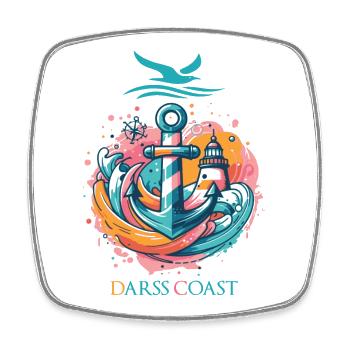 DarssCoast - Wellen Leuchtturm Möwe Anker Grafik - Viereckiger Kühlschrankmagnet - Weiß - Vorne