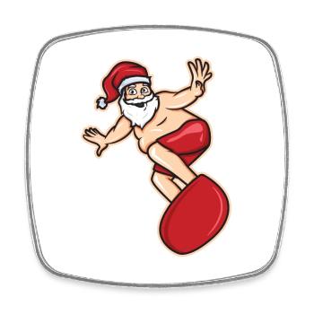 Surfer Santa Claus - Square fridge magnet - white - Front