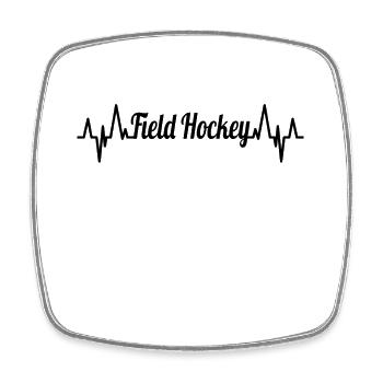 Ligne de cœur ECG pour hockey sur gazon - Magnet carré - blanc - Devant
