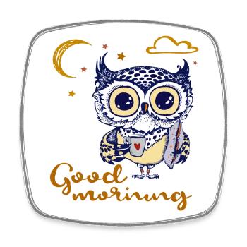good morning, owl - Square fridge magnet - white - Front