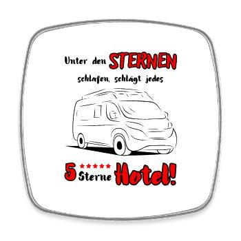 Camping Van Camping-car Dicton + Motif - Magnet carré - blanc - Devant