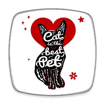 Cat with heart - Square fridge magnet - white - Front
