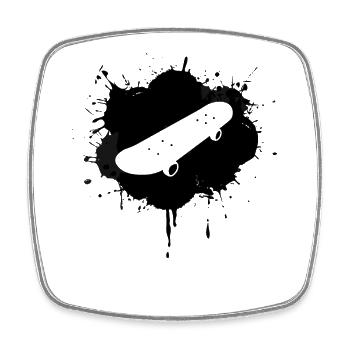 Skateboard - Viereckiger Kühlschrankmagnet - Weiß - Vorne