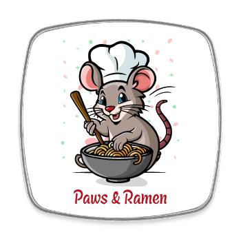 Paws and Ramen Lustige Ratte Tier Sprüche - Viereckiger Kühlschrankmagnet - Weiß - Vorne