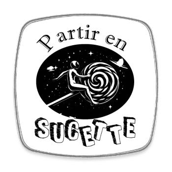 Partir en sucette - Magnet carré - blanc - Devant