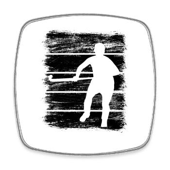 Hockey Player Drawing - Square fridge magnet - white - Front