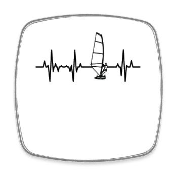 Windsurfer Heart Line ECG - Square fridge magnet - white - Front