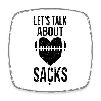 Parlons de Sacks Dicton de football drôle - Magnet carré - blanc - Devant