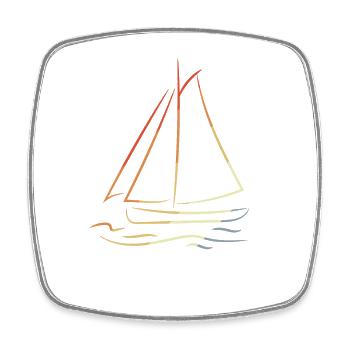 Vintage Segelboot - Viereckiger Kühlschrankmagnet - Weiß - Vorne