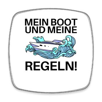 Boote Motorboot Regeln Spruch lustig - Viereckiger Kühlschrankmagnet - Weiß - Vorne