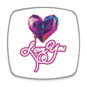 Love You Geometric Heart - Square fridge magnet - white - Front