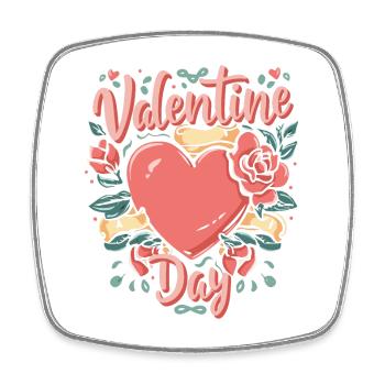 Valentinstags-Blumenherz - Viereckiger Kühlschrankmagnet - Weiß - Vorne