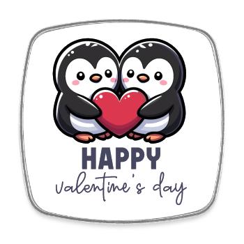 Happy Valentines Day – Süße Pinguine Liebe Herz - Viereckiger Kühlschrankmagnet - Weiß - Vorne