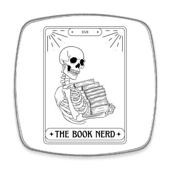 Funny Tarot Card Skeleton Books Reading Book Nerd - Square fridge magnet - white - Front