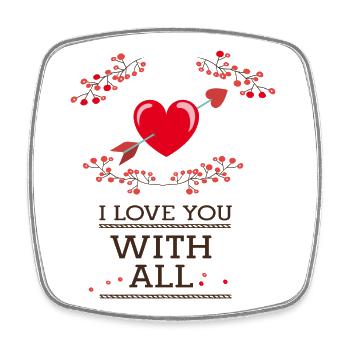 Valentine, i love you with all - Square fridge magnet - white - Front
