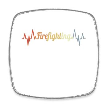 Feuerwehr Herzschlag - Viereckiger Kühlschrankmagnet - Weiß - Vorne