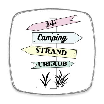 Camping Strand Urlaub Liebe - Viereckiger Kühlschrankmagnet - Weiß - Vorne
