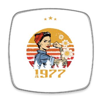 47 Jahre - Geboren im Februar 1977 - Viereckiger Kühlschrankmagnet - Weiß - Vorne
