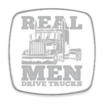 LKW Trucker - Viereckiger Kühlschrankmagnet - Weiß - Vorne