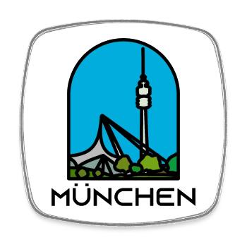 Munich - Tower - Square fridge magnet - white - Front