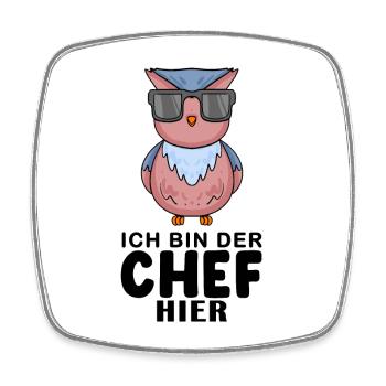 Eule - Viereckiger Kühlschrankmagnet - Weiß - Vorne