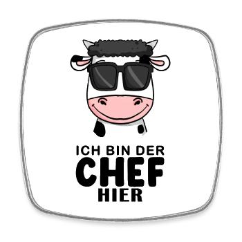 Chef Spruch Anführer Kuh Motiv - Viereckiger Kühlschrankmagnet - Weiß - Vorne