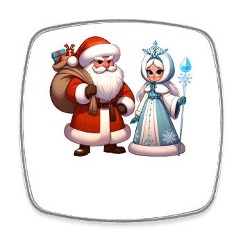 Ded Moroz Snegurotschka russischer Weihnachtsmann - Viereckiger Kühlschrankmagnet - Weiß - Vorne
