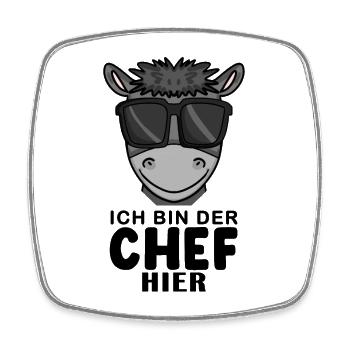 Chef Spruch Anführer Esel Motiv - Viereckiger Kühlschrankmagnet - Weiß - Vorne