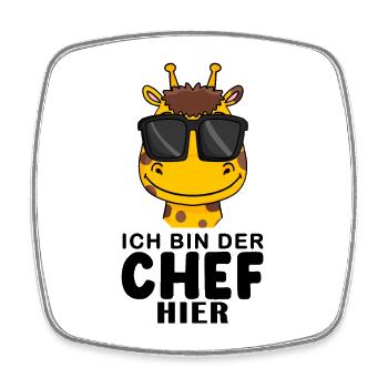 Chef Spruch Anführer Giraffe Motiv - Viereckiger Kühlschrankmagnet - Weiß - Vorne
