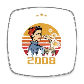 16 years old - Born in February 2008 - Square fridge magnet - white - Front