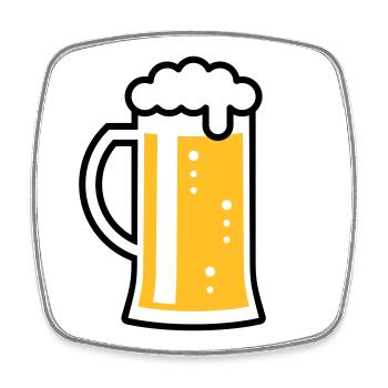Chope de bière (Bière / Chope de bière / Verre à bière / L / 2C) - Magnet carré - blanc - Devant