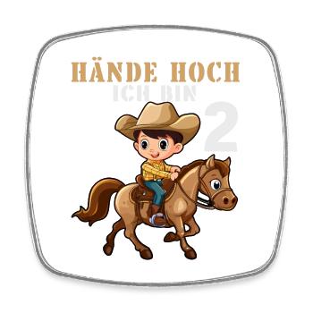 Cowboy Sheriff 2 Geburtstag Kinder 2 Jahre Spruch - Viereckiger Kühlschrankmagnet - Weiß - Vorne