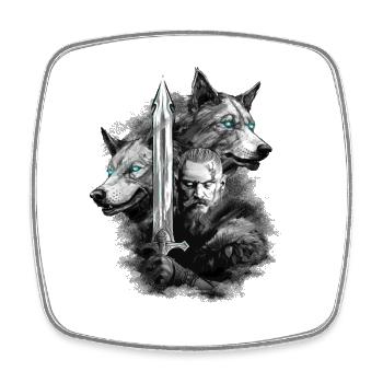 Viking Wolf - Viereckiger Kühlschrankmagnet - Weiß - Vorne