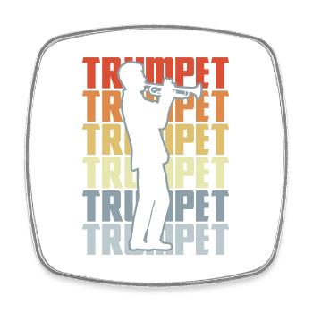 Retro Trompete - Viereckiger Kühlschrankmagnet - Weiß - Vorne