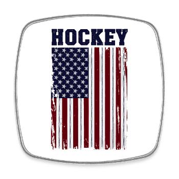 HOCKEY Amerika USA Grunge Flagge - Viereckiger Kühlschrankmagnet - Weiß - Vorne