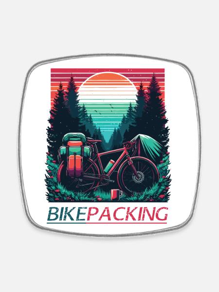 Forêt de vélo au coucher du soleil - Magnet carré - blanc